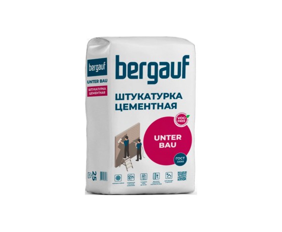 Штукатурка цементная БЕРГАУФ  UNTER BAU Фасад/цоколь, 25кг Штукатурные смеси