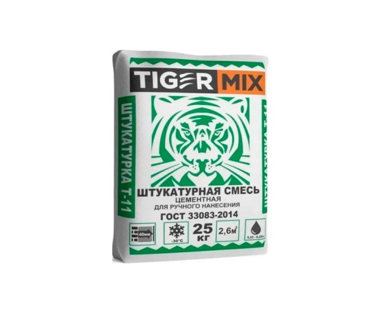 Штукатурка цементная  TIGERMIX Т-11, 25кг Штукатурные смеси