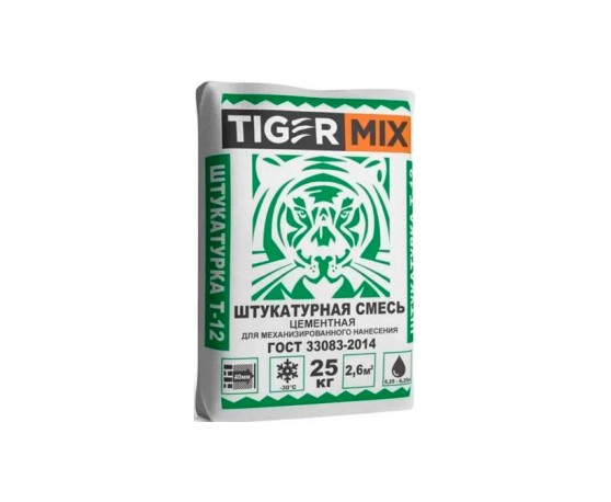 Штукатурка цементная TIGERMIX Т-12, 25кг. Штукатурные смеси