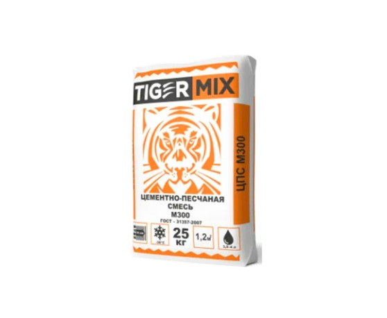 Цементно-песчаная смесь TIGERMIX  М300, 25кг Штукатурные смеси