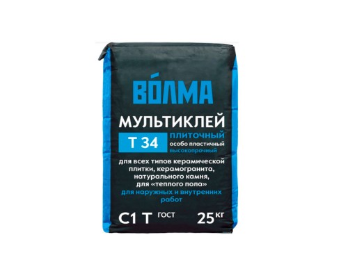 Купить Клей плиточный ВОЛМА МУЛЬТИКЛЕЙ Т-34, 25 кг