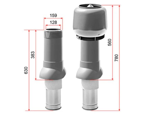 Вентиляционый выход изолир.D125/160  серый, ТН, шт.