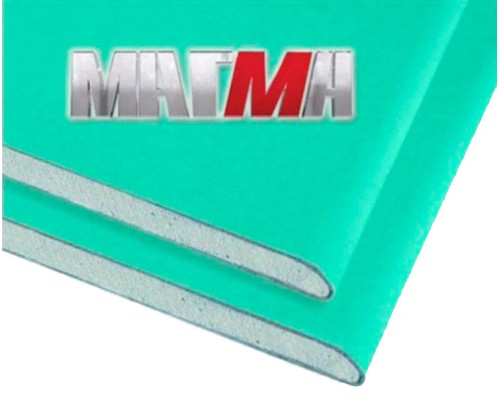 Гипсокартон 12,5мм ВЛАГОСТОЙКИЙ (ГКЛВ)  1,2*2,5м, МАГМА