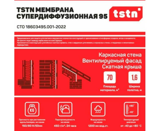 TSTN 95  мембрана супердифф., 70м2 ВетроГидрозащита-1