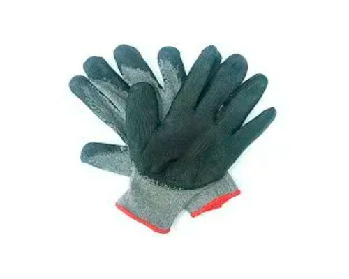 Перчатки №300 х/б обрезин.плотная ладонь черная 