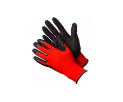 Перчатки №309 с черным двойным обливом, красные