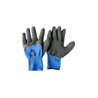 Перчатки №369 с черным двойным обливом, синие