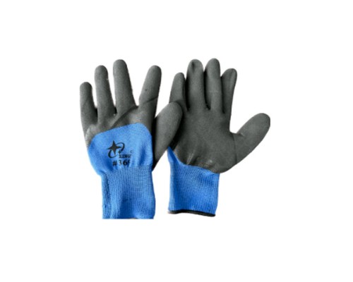 Перчатки №369 с черным двойным обливом, синие