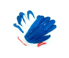 Перчатки х/б обрезин. ладонь синяя