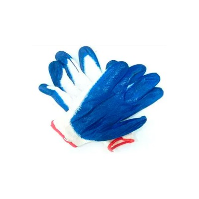 Перчатки х/б обрезин. ладонь синяя