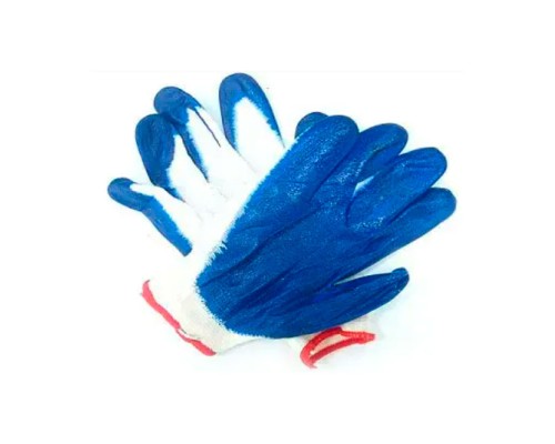 Перчатки х/б обрезин. ладонь синяя