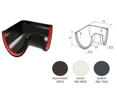 Угол желоба  90° ПВХ 120/87мм